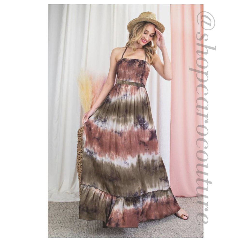 Smocked Tie Dye Maxi Dress